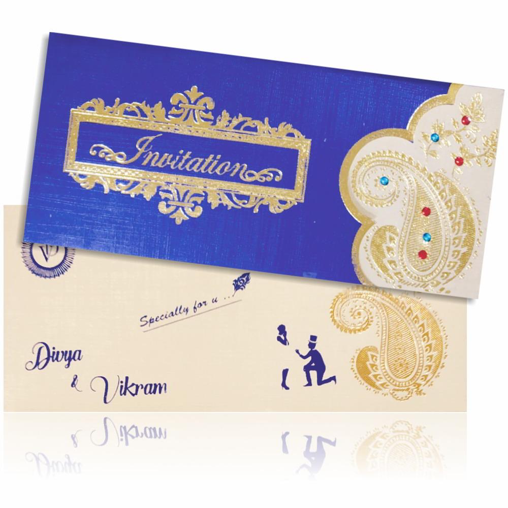 Beautiful Blue Shading Personal Wedding Card - KNKSP716-3